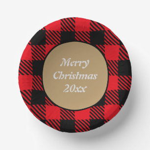 Cuencos De Papel Personalizado Navidad plaid tártaro de patrón negr