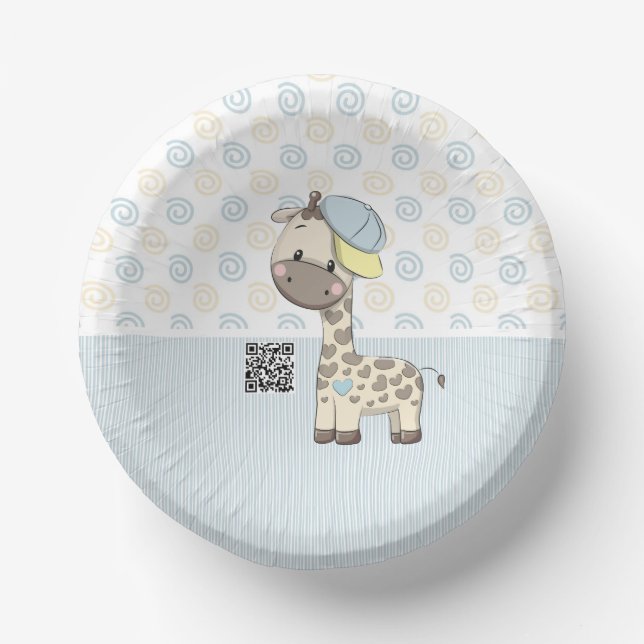 Cuencos De Papel Personalizado Personalizado Baby Boy Giraffe Paper (Anverso)