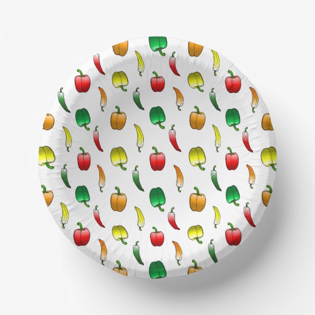 Cuencos De Papel Pimientos y Pimientos Dulces Largos (Anverso)