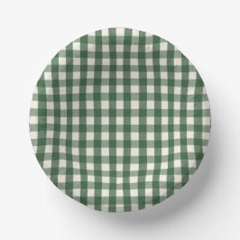 Cuencos De Papel Pine Needle Lane - Pine Green Gingham Pattern