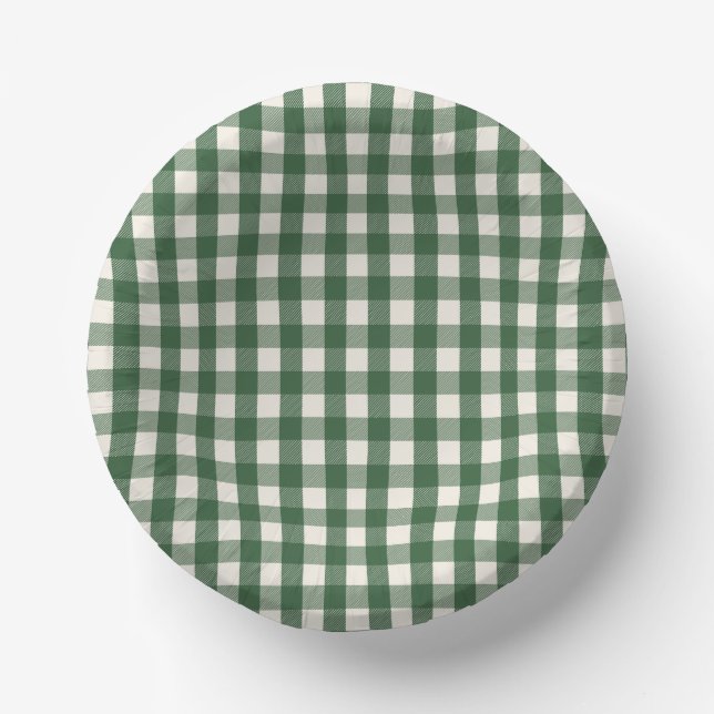 Cuencos De Papel Pine Needle Lane - Pine Green Gingham Pattern (Anverso)