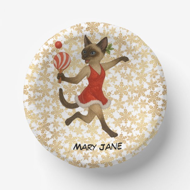 Cuencos De Papel  Ping Pong Christmas themed for Siamese Cat lovers (Anverso)