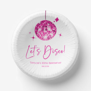 Cuencos De Papel Pink Disco Ball Let's Disco Birthday Party