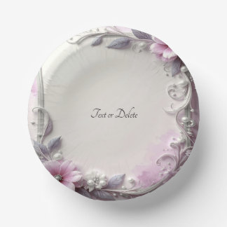 Cuencos De Papel Pink Floral Frame Paper Bowls