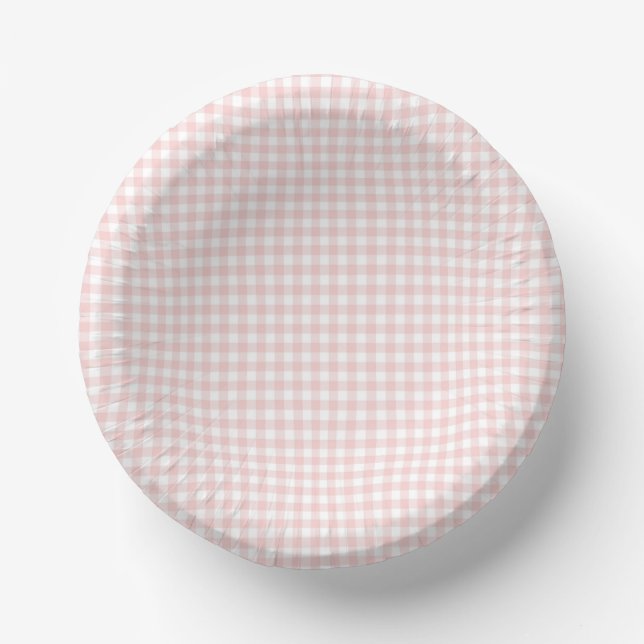 Cuencos De Papel Pink Gingham Spring Birthday Party (Anverso)