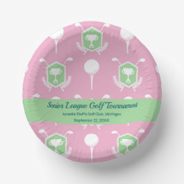 Cuencos De Papel Pink & Green - Golf League Party Plate