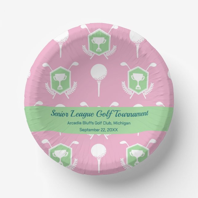 Cuencos De Papel Pink & Green - Golf League Party Plate (Anverso)