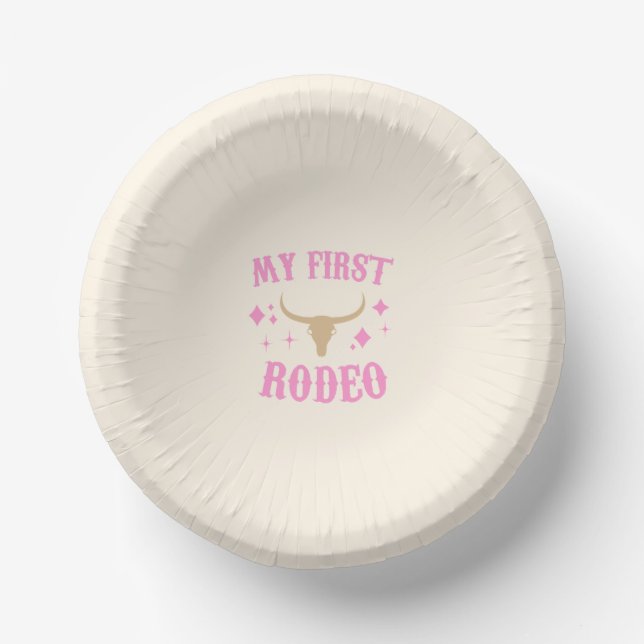 Cuencos De Papel Pink My First Rodeo Cowgirl Primer Cumpleaños (Anverso)