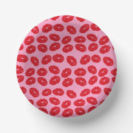 Cuencos De Papel Pink Red Romantic Love Kisses Party Paper Plates