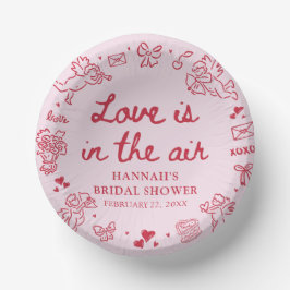 Cuencos De Papel Pink Valentine Love is in the Air Bridal Shower
