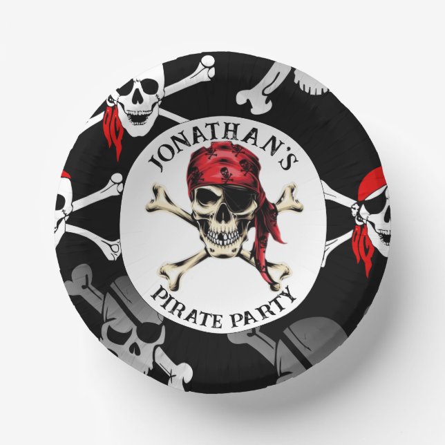 Cuencos De Papel PIRATA Fiesta Y HUESOS CRUZADOS (Anverso)