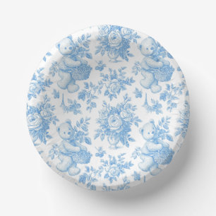 Cuencos De Papel Placa de papel Baby Shower de oso floral toile fra
