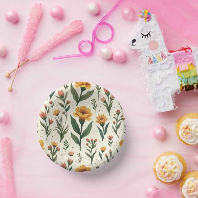 Cuencos De Papel placa de papel con estampado floral (Fiesta)