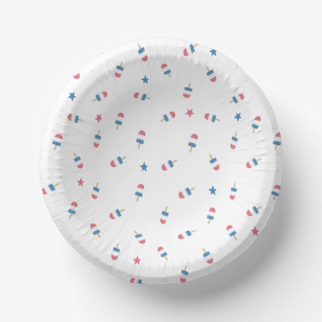 Cuencos De Papel Placas Fiestas de la paleta blanca | 4 de julio de (Anverso)