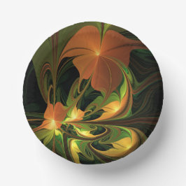 Cuencos De Papel Planta de fantasía Resumen Fractal Verde Rust Brow