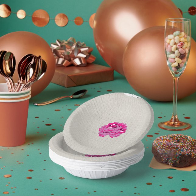 Cuencos De Papel planta, flor, pétalo, rosa, magenta, fuente, patró (Multi)