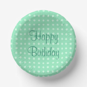 Cuencos De Papel Plantilla Verde Menta Tendencia Texto Feliz Cumple