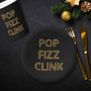 Cuencos De Papel Pop Fizz vincula tipografía moderna víspera de Año