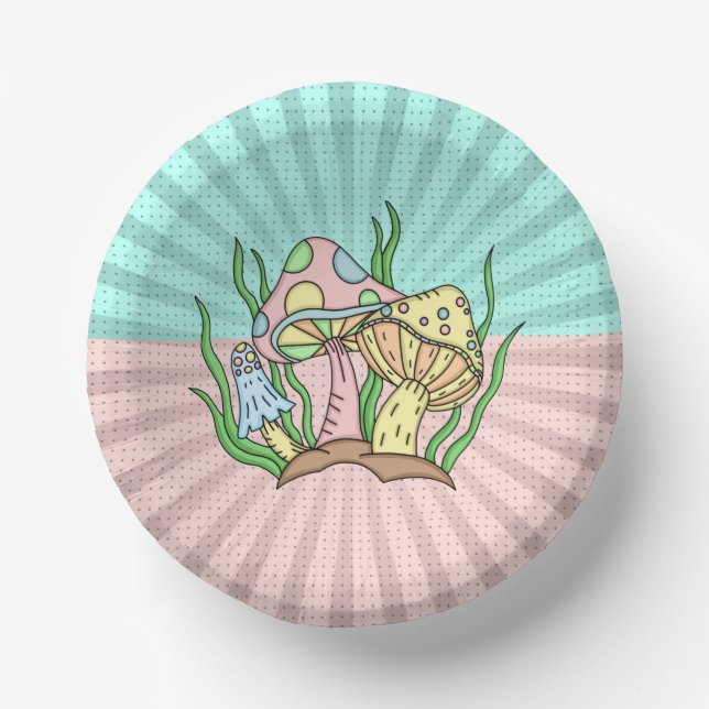 Cuencos De Papel Portobello Mushroom Cute Pastel (Anverso)