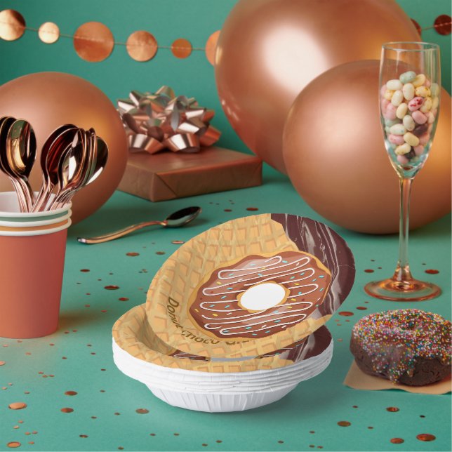 Cuencos De Papel Postre,Donut Glaseado de Chocolate, Chocolate Derr (Multi)
