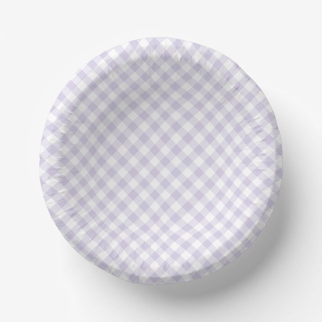 Cuencos De Papel Primavera Retro Gingham | Lavanda Polvorienta (Anverso)