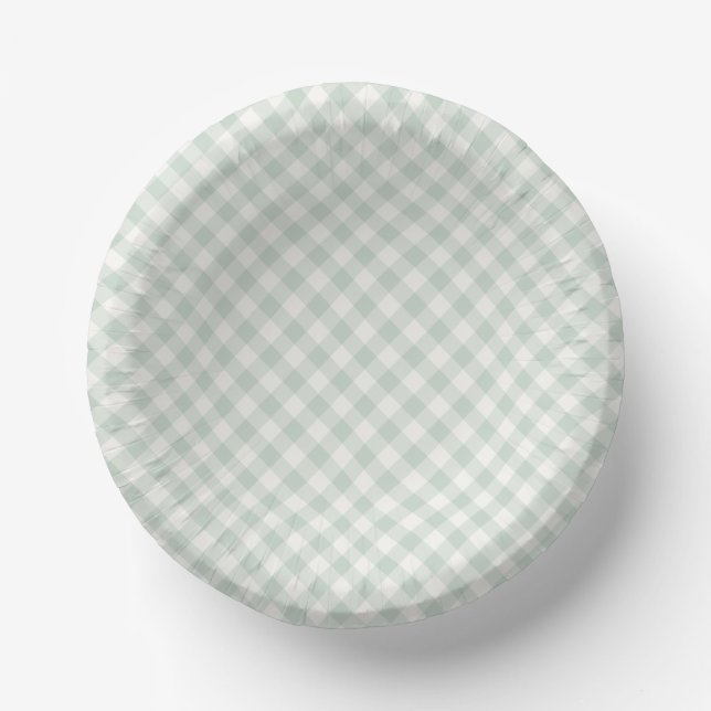 Cuencos De Papel Primavera Retro Gingham | Salvia Silenciada (Anverso)