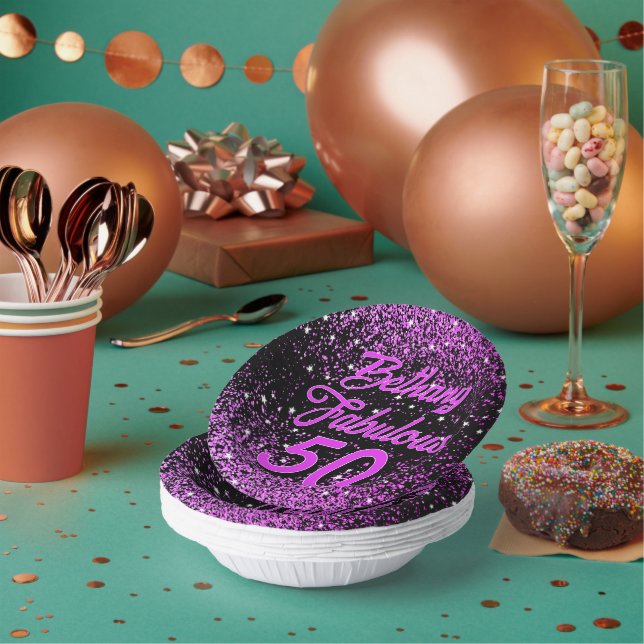 Cuencos De Papel Purple 50 Fabuloso cumpleaños (Multi)
