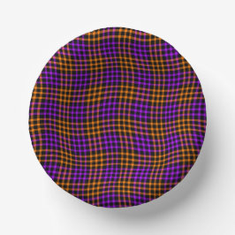 Cuencos De Papel Purple Orange Plaid Checker Seamless Pattern