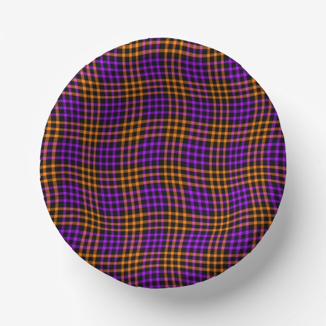 Cuencos De Papel Purple Orange Plaid Checker Seamless Pattern (Anverso)