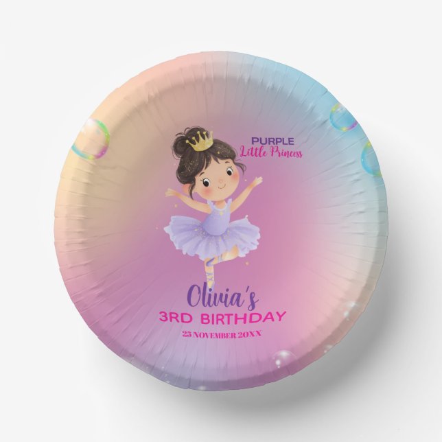 Cuencos De Papel Púrpura Pequeña Princesa Ball (Anverso)
