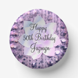 Cuencos De Papel Púrpura y rosa elegante cumpleaños con cuentas