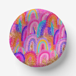 Cuencos De Papel Purpurina de oro del arcoiris puro