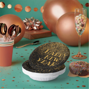 Cuencos De Papel Purpurina de oro y negro festivo feliz año nuevo