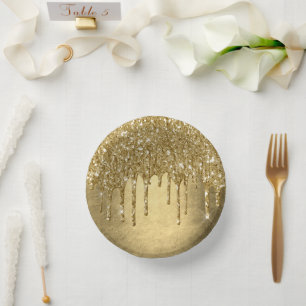 Cuencos De Papel Purpurina Drin Gold Lujo Faux Metallic Sparkle