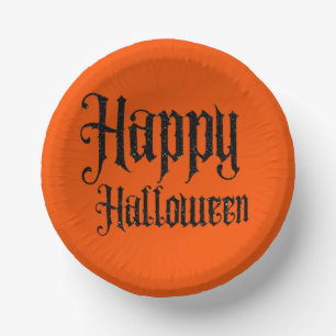Cuencos De Papel Purpurina negro Feliz Halloween