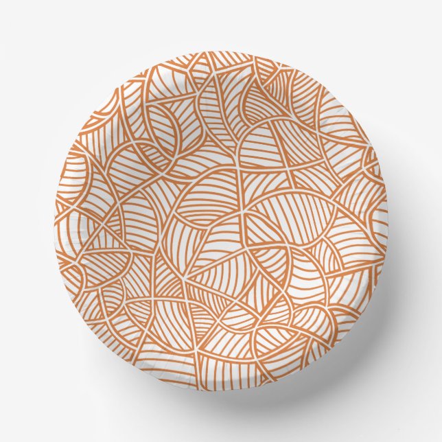 Cuencos De Papel Random Leaf Mosaic Dark Naranja (Anverso)