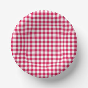 Cuencos De Papel Rasberry Gingham Clásico