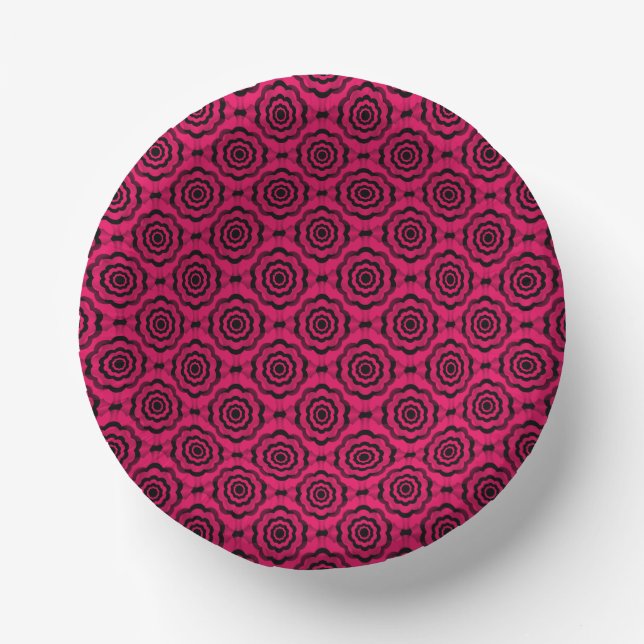 Cuencos De Papel Raspberry Black Flower Seless Pattern (Anverso)