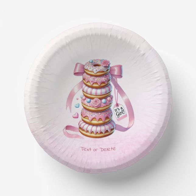Cuencos De Papel Rasplante de donuts de papel de cinta rosa (Anverso)