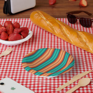 Cuencos De Papel Rayas arcoiris turquesa roja, Naranja suroeste