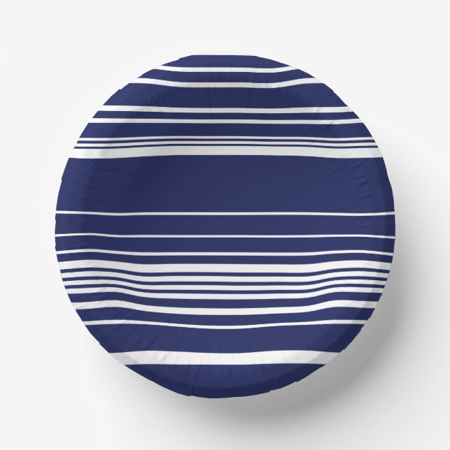 Cuencos De Papel Rayas complejas - Azul (Anverso)