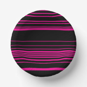 Cuencos De Papel Rayas complejas - Magenta y negro