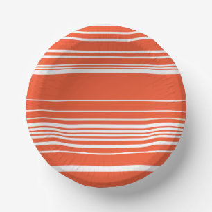 Cuencos De Papel Rayas complejas - Naranja y blanco