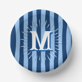 Cuencos De Papel Rayas de Cabaña en Azul Personalizadas