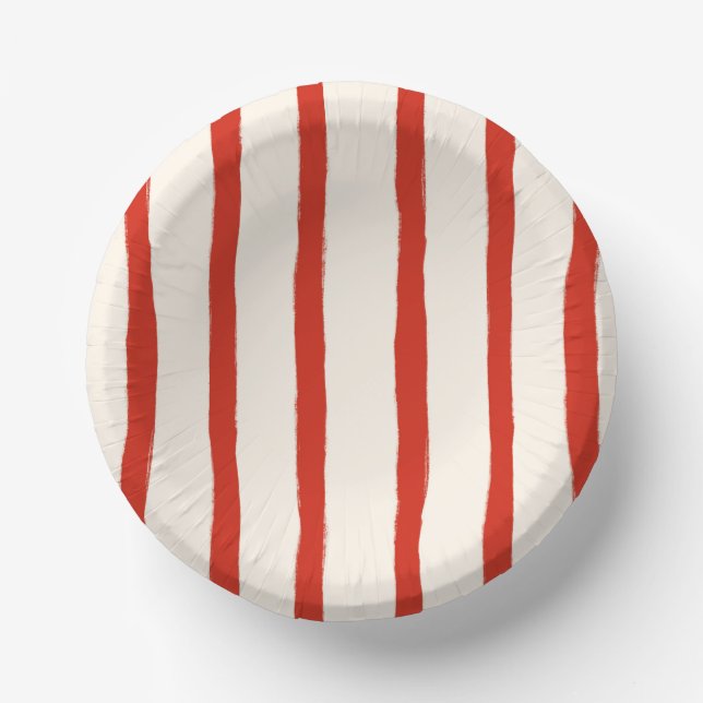 Cuencos De Papel Rayas Rojas de Verano (Anverso)