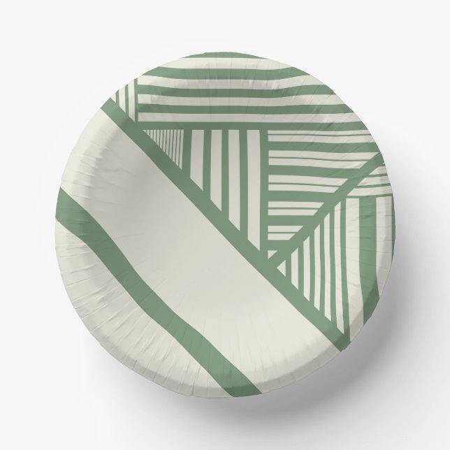Cuencos De Papel Rayas triangulares en verde (Anverso)