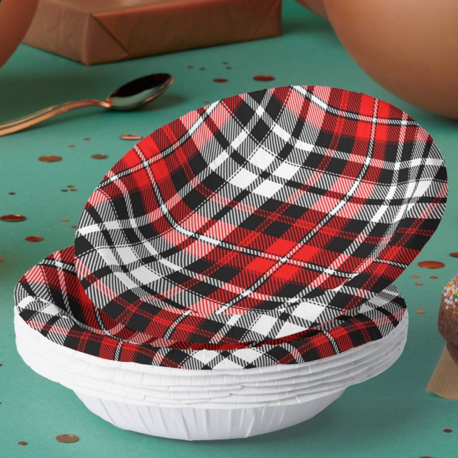 Cuencos De Papel Red Black White Plaid Tartan Pattern Design  (Subido por el creador)