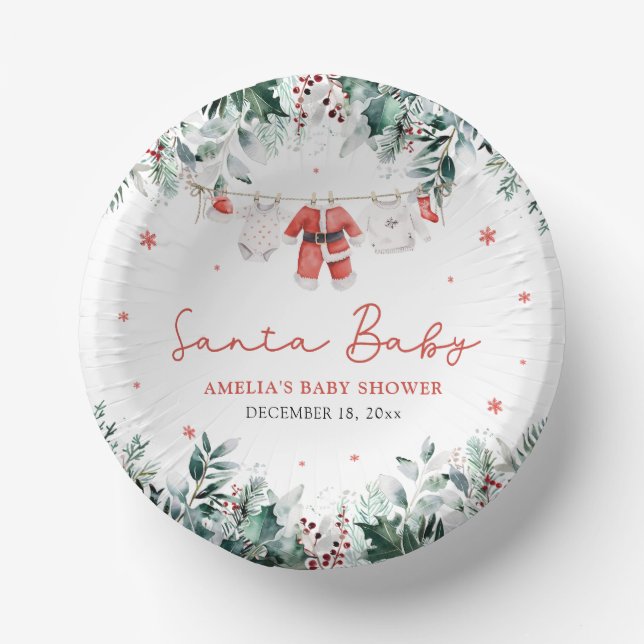 Cuencos De Papel Red Santa Baby Navidades Baby Clothes Baby Shower (Anverso)