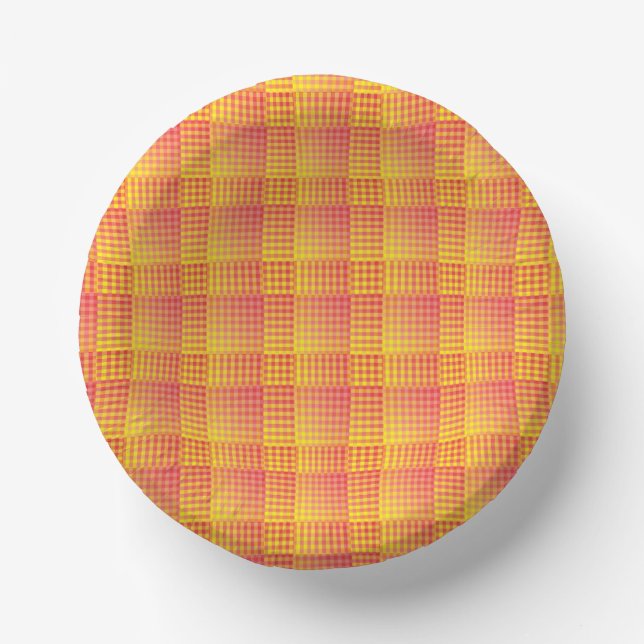 Cuencos De Papel Red Yellow Checker Abstract Pattern (Anverso)
