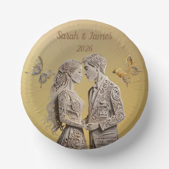 Cuencos De Papel Regalos de boda de novias y novias (Anverso)